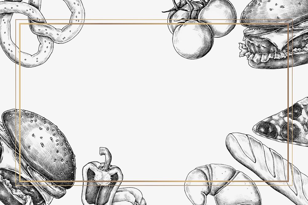 Food illustration with frame, white background