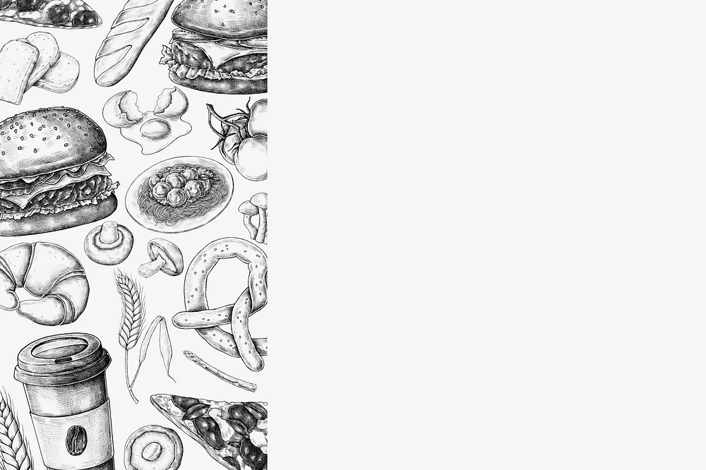 Food vintage illustration, white background