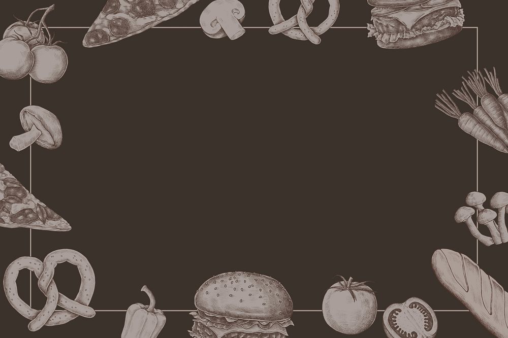 Food vintage illustration, brown background
