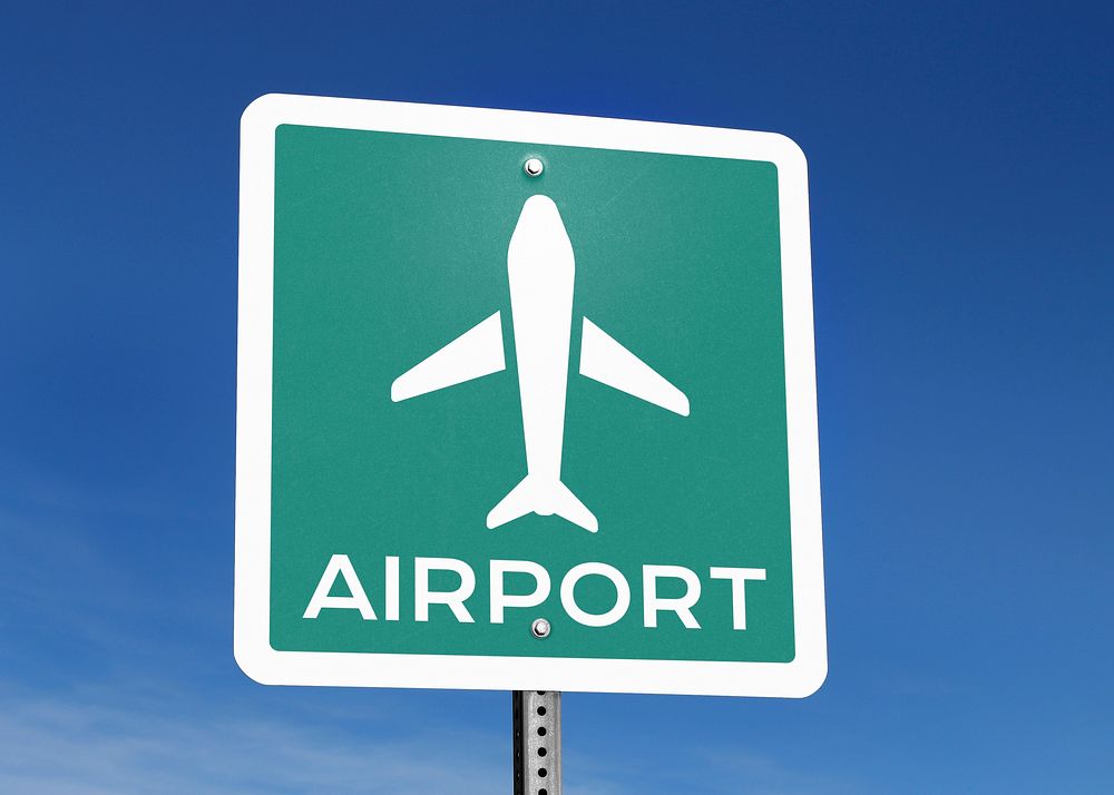 Airport sign mockup, editable design psd