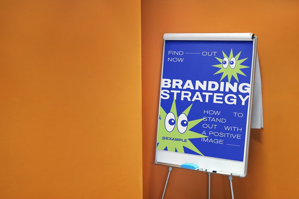 Blue branding strategy flipchart board 