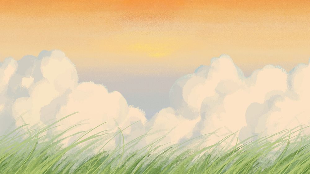 Cloud sunset desktop wallpaper illustration, painting 