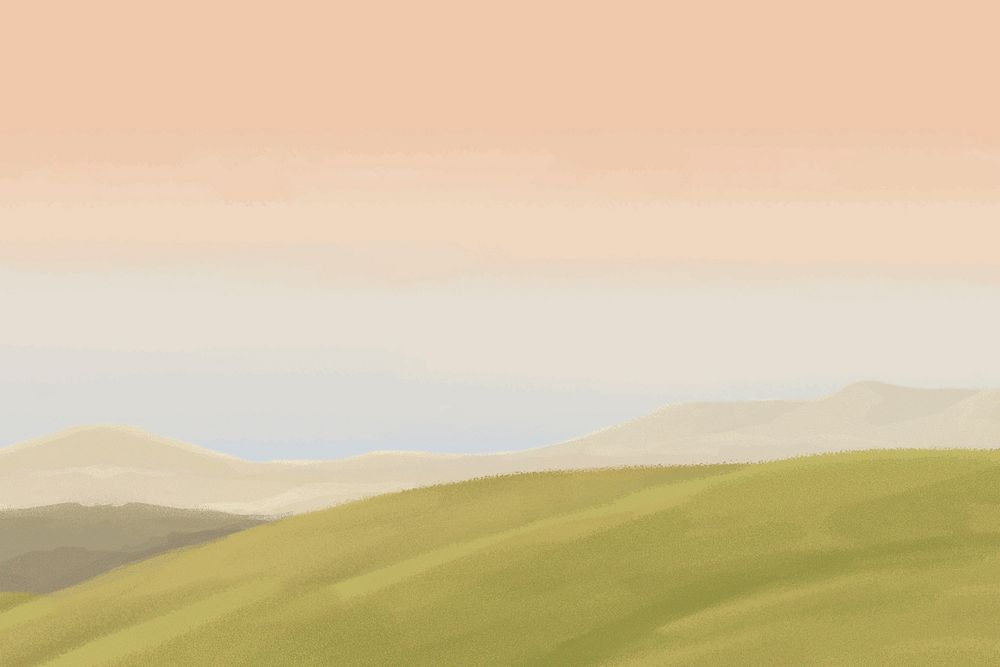 Field sunset background, painting  illustration