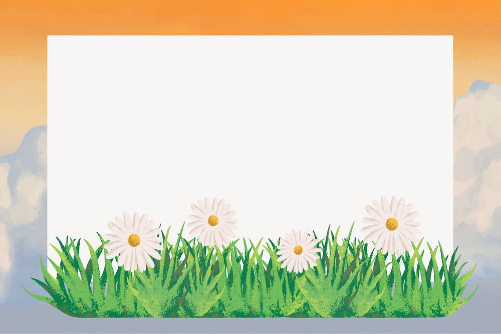 Daisy gradient frame background, illustration painting 