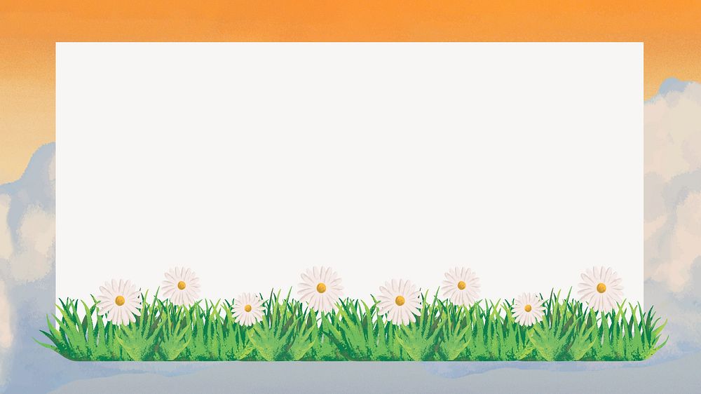 Daisy gradient frame desktop wallpaper illustration