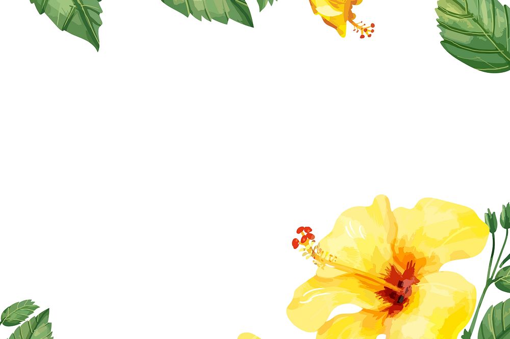 Watercolor yellow hibiscus flower background