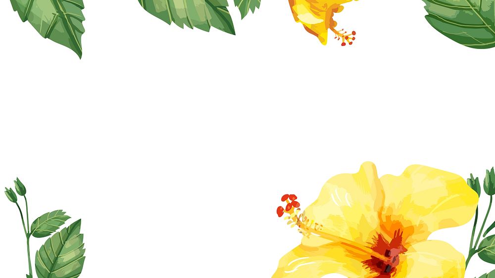 Watercolor yellow hibiscus desktop wallpaper