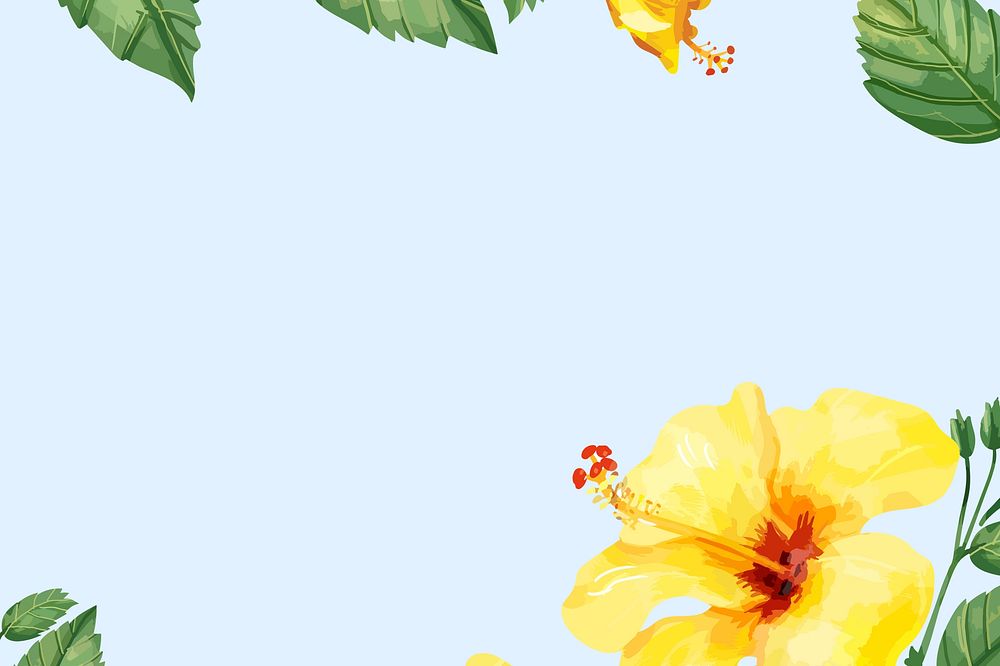 Watercolor yellow hibiscus flower background