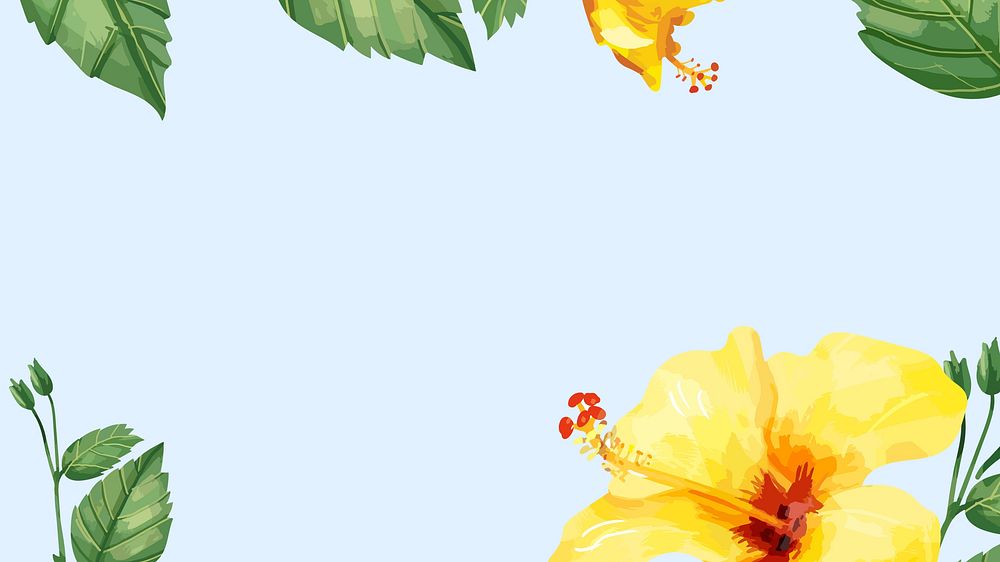 Watercolor yellow hibiscus desktop wallpaper