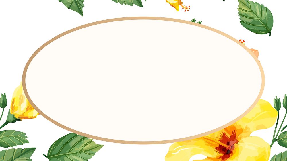 Yellow hibiscus frame desktop wallpaper, oval shape