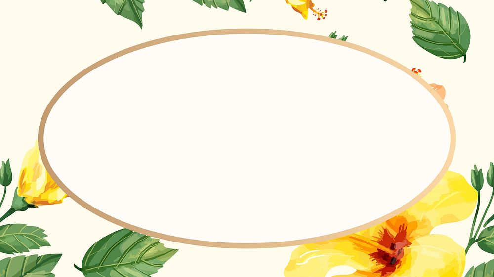 Yellow hibiscus frame desktop wallpaper, oval shape