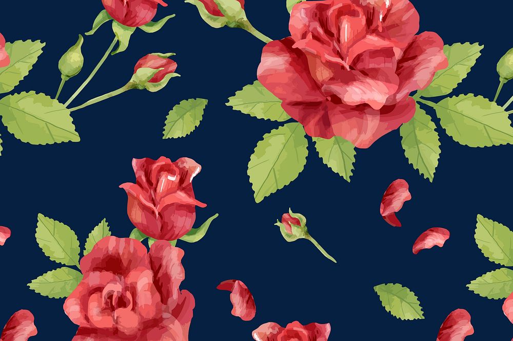 Watercolor red rose flower background