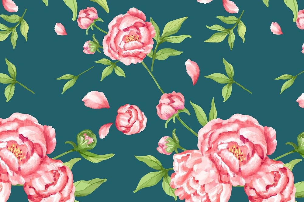 Watercolor pink peony flower background