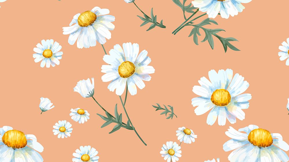 Watercolor chamomile desktop wallpaper