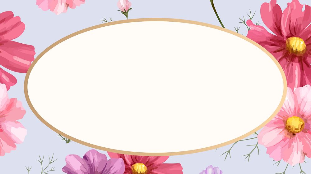 Pink cosmos frame desktop wallpaper, oval shape