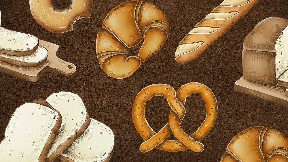 Bread illustration brown desktop wallpaper