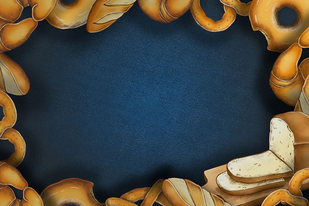 Blue background bread frame