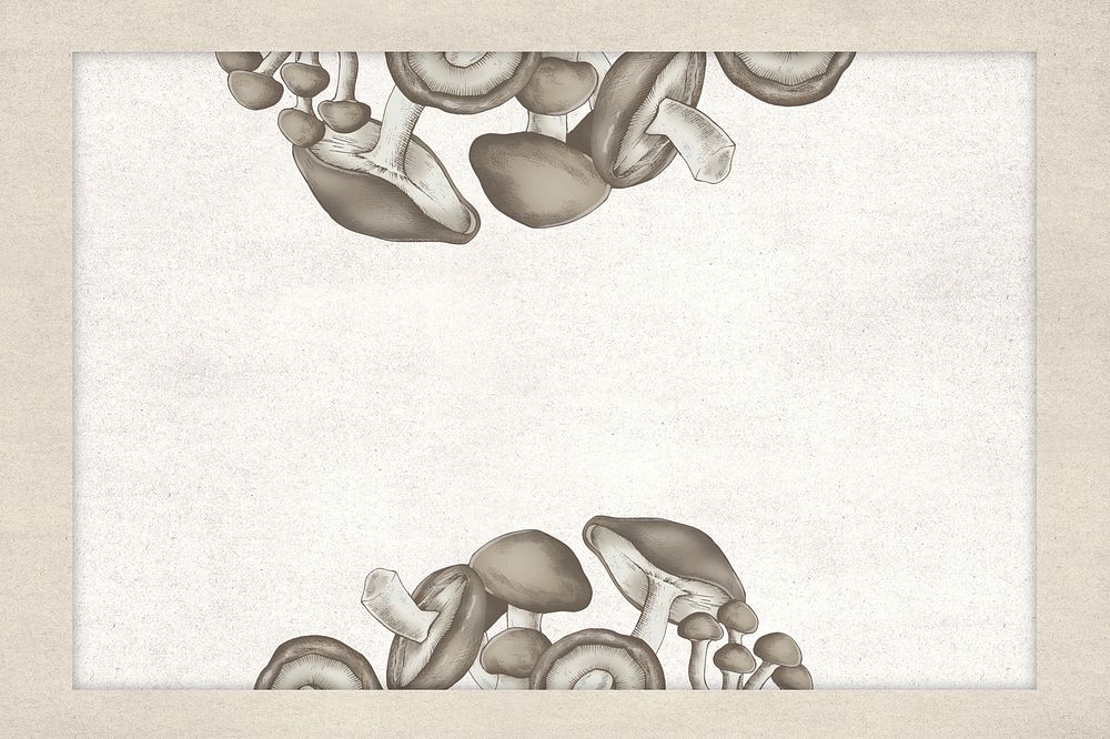 Mushrooms border beige desktop wallpaper