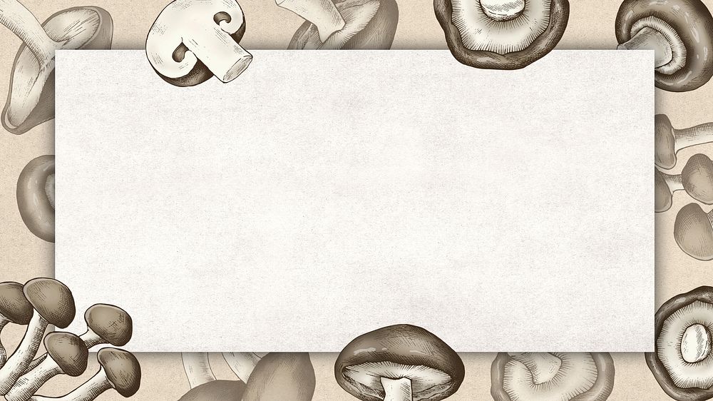 Mushroom frame beige desktop wallpaper