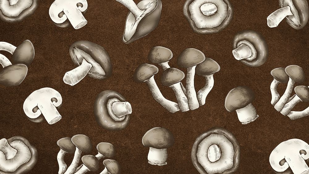 Brown desktop wallpaper mushroom pattern