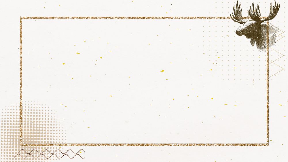 Gold moose frame desktop wallpaper, beige design