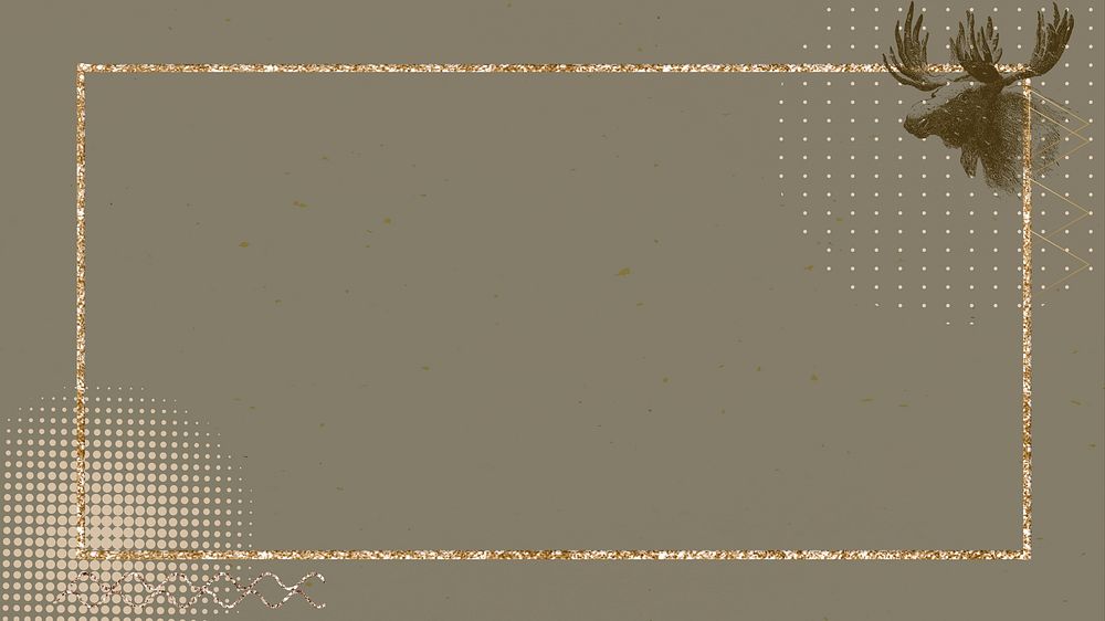 Gold moose frame desktop wallpaper, brown design