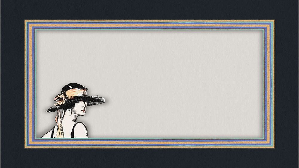 Art deco gray desktop wallpaper, vintage woman illustration. Remixed by rawpixel. 