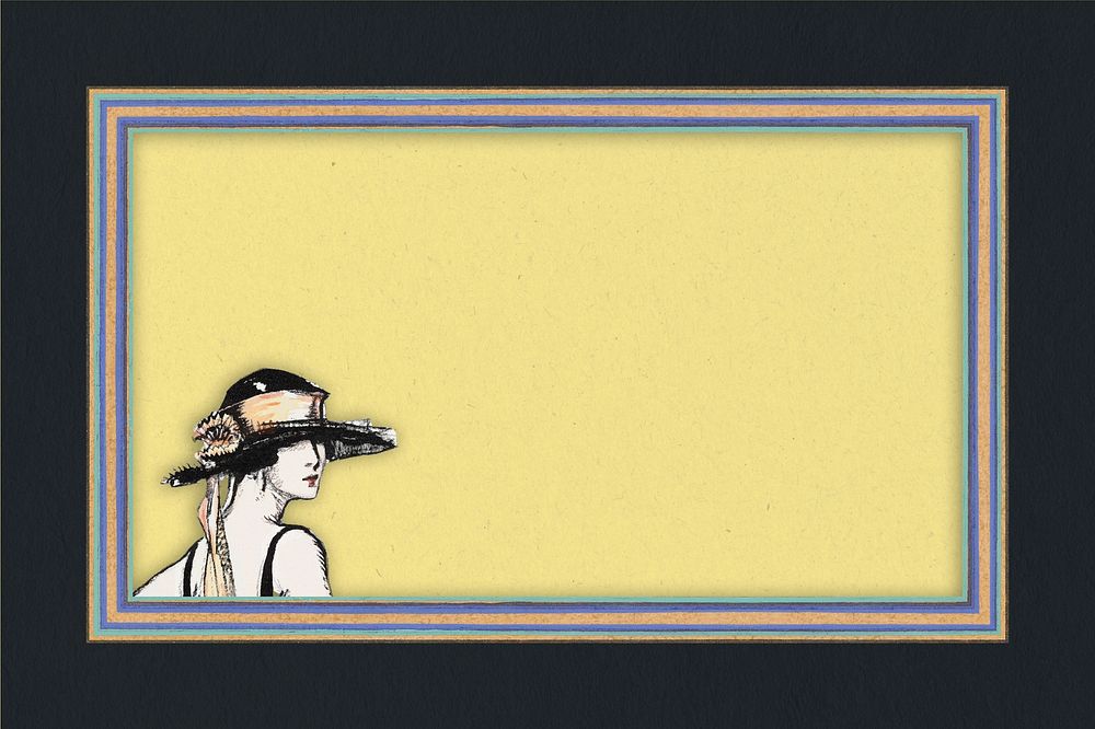 Vintage woman yellow background, art deco illustration. Remixed by rawpixel. 