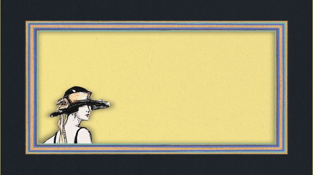 Vintage woman yellow desktop wallpaper, art deco illustration. Remixed by rawpixel. 