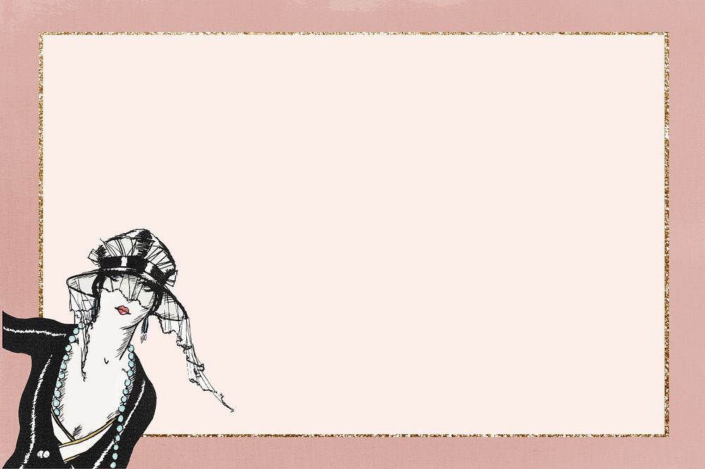 Vintage woman pink frame, art deco illustration. Remixed by rawpixel. 