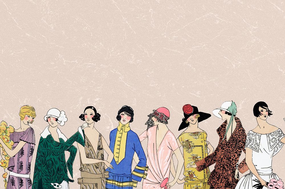 Vintage women&rsquo;s fashion beige background, 1920's outfits. Remixed by rawpixel. 