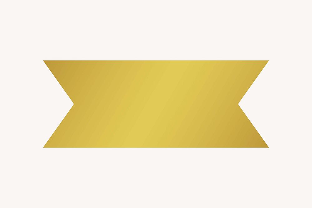 Metallic gold ribbon banner, gradient design  badge collage element vector