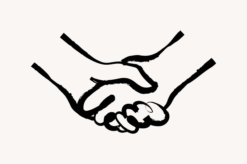 Handshake doodle collage element vector