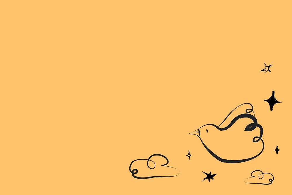 Cute bird, orange background illustration remix