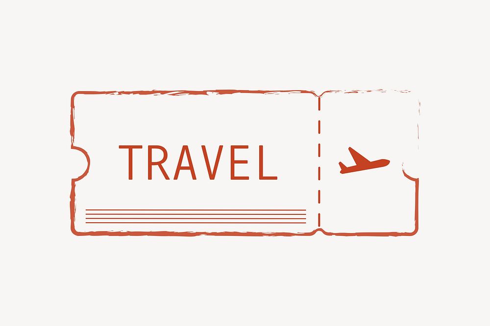 Red textured line plane ticket vector