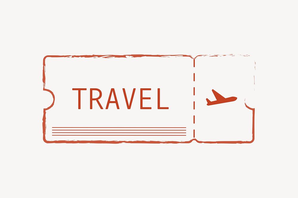 Red textured line plane ticket isolated design