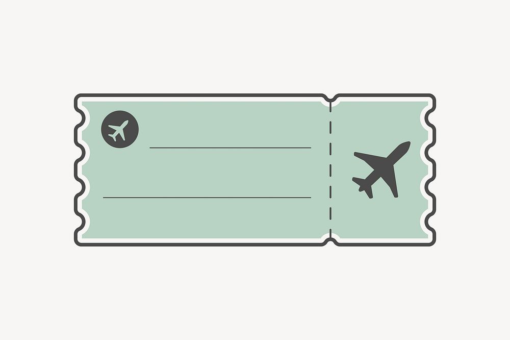 Green plane ticket isolated design