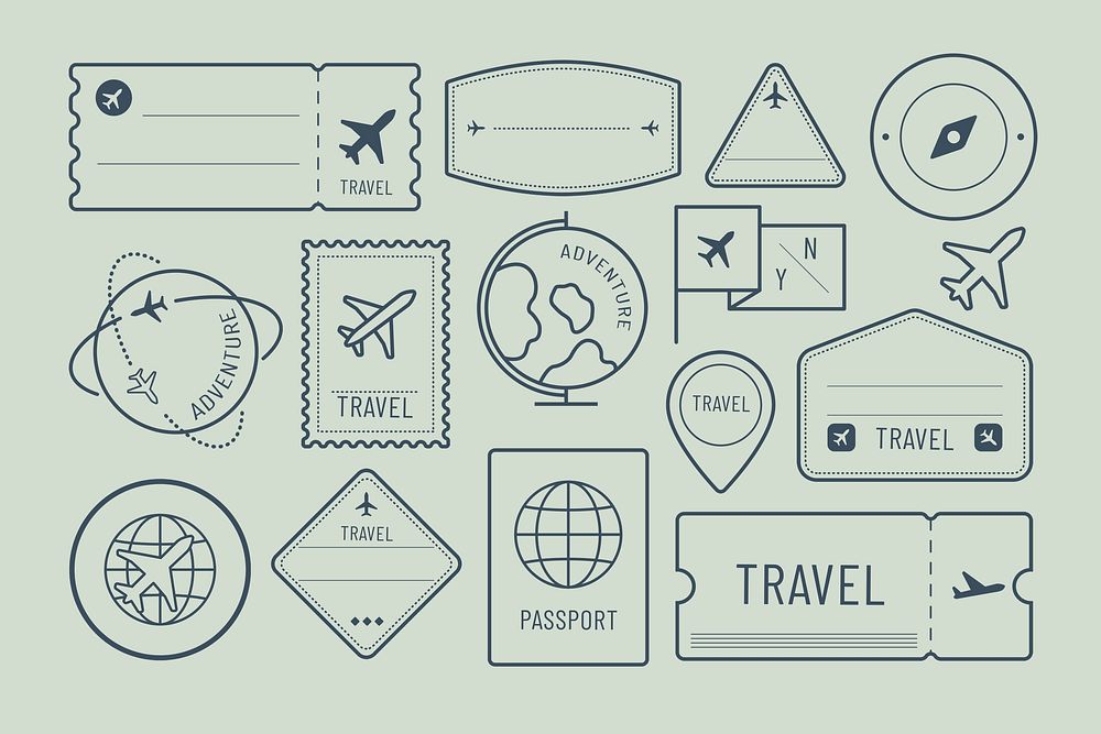 Simple travel icons set psd