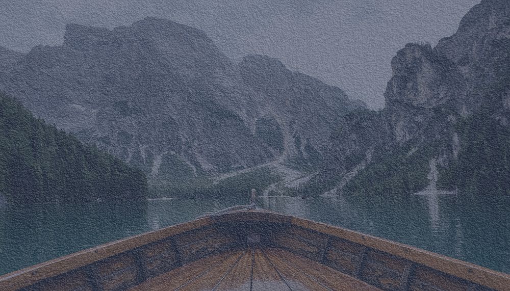 Mountain lake canoe background, outdoors travel