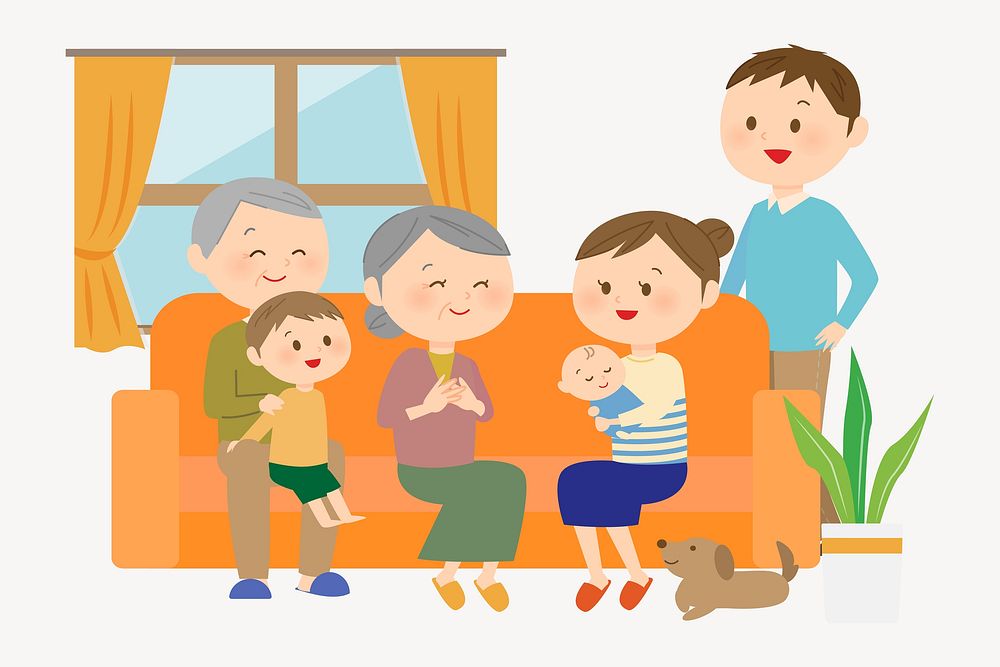 Multigenerational family illustration vector