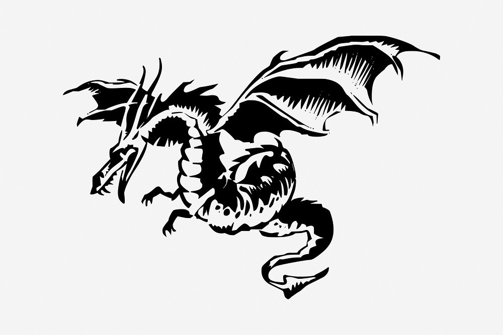 Dragon vintage illustration vector. Free public domain CC0 image.