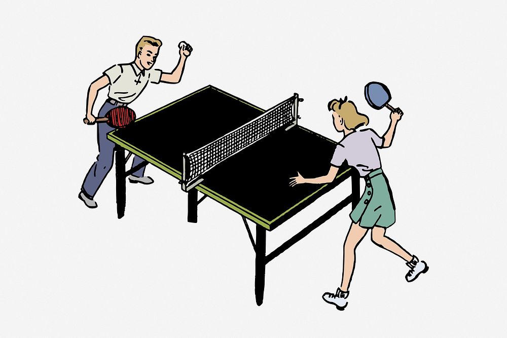Table tennis ping pong vintage illustration vector. Free public domain CC0 image.