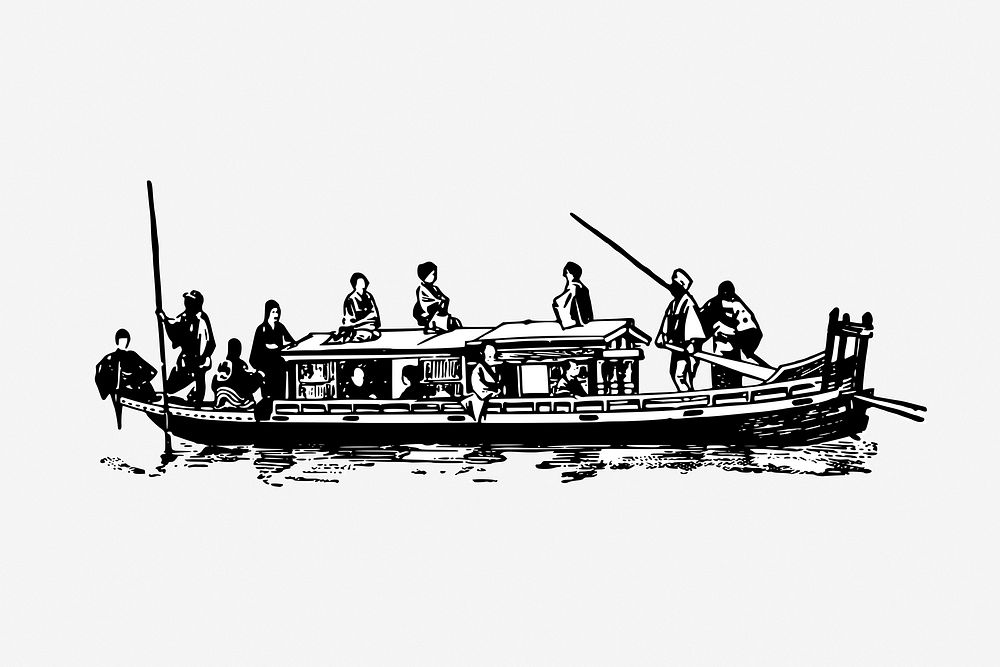 row boat clip art black and white