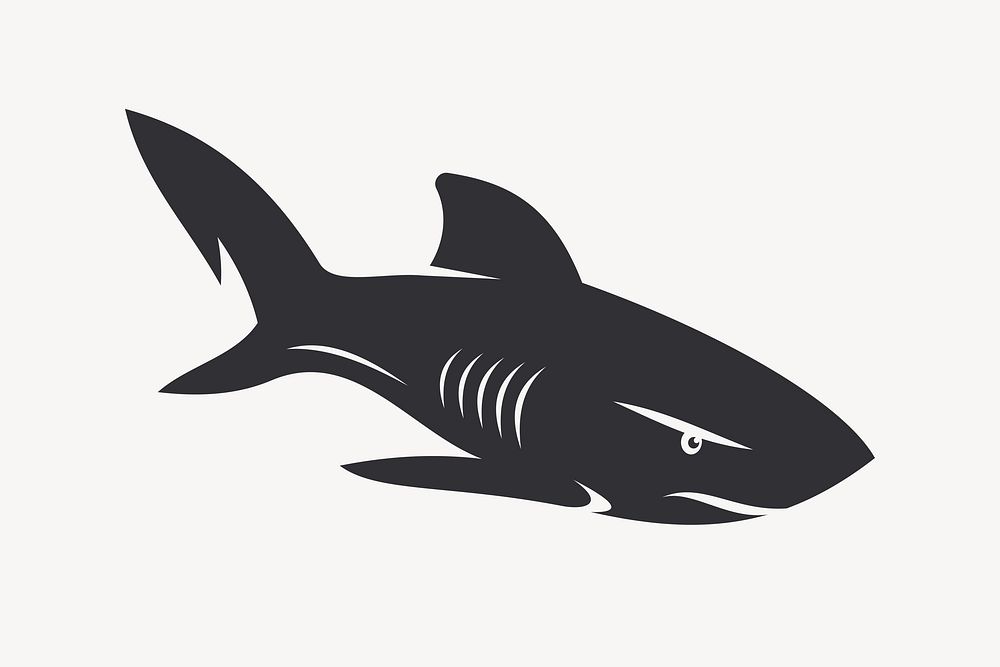 Shark silhouette collage element vector. Free public domain CC0 image.