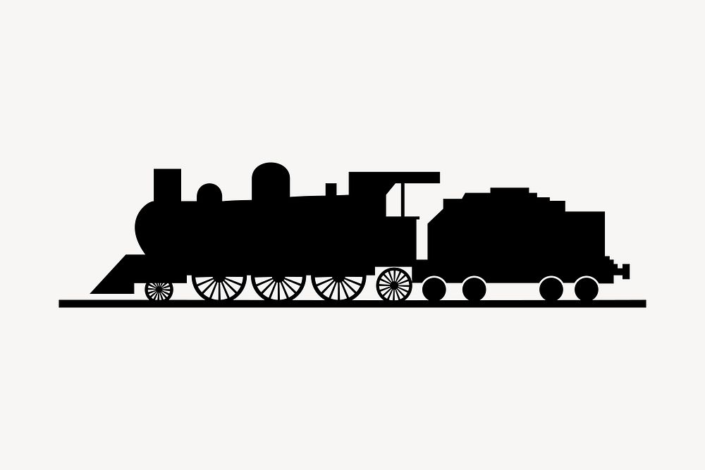 Steam train silhouette collage element vector. Free public domain CC0 image.