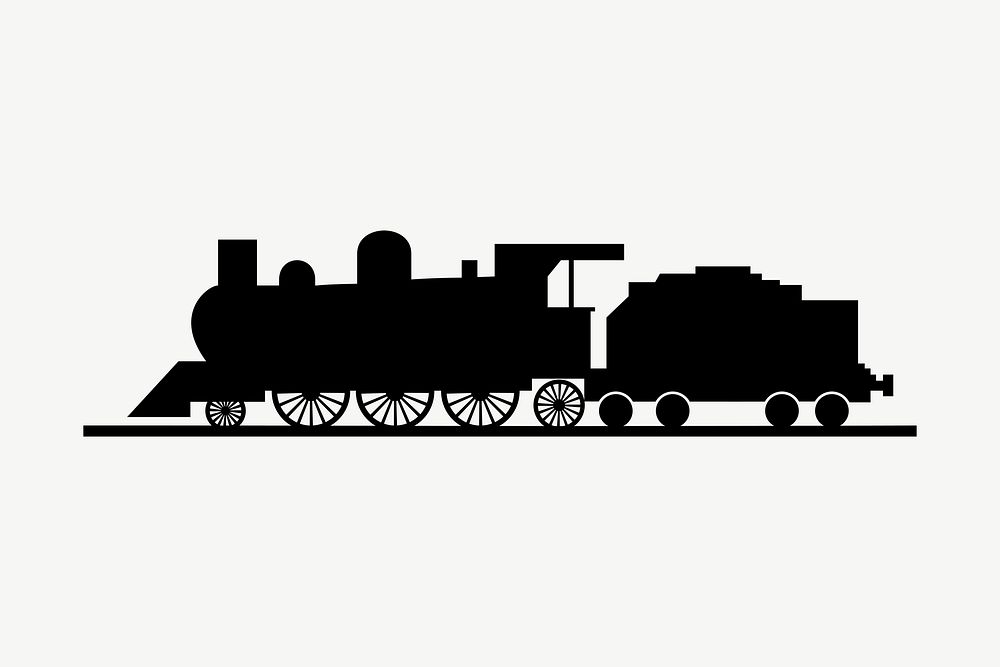 Steam train silhouette design element psd. Free public domain CC0 image.