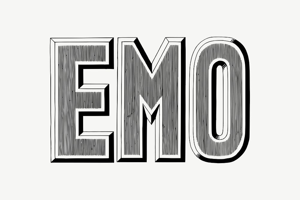 EMO word collage element psd. Free public domain CC0 image.