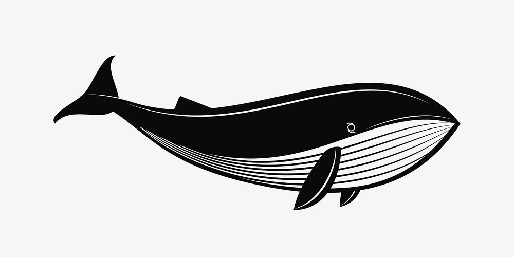 Whale silhouette collage element vector. Free public domain CC0 image.