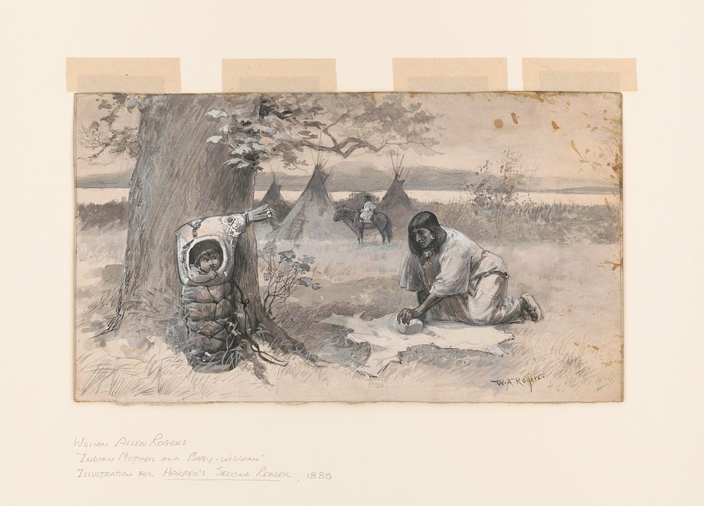 Indian mother and baby-wigwam (1888) by W A  William Allen Rogers