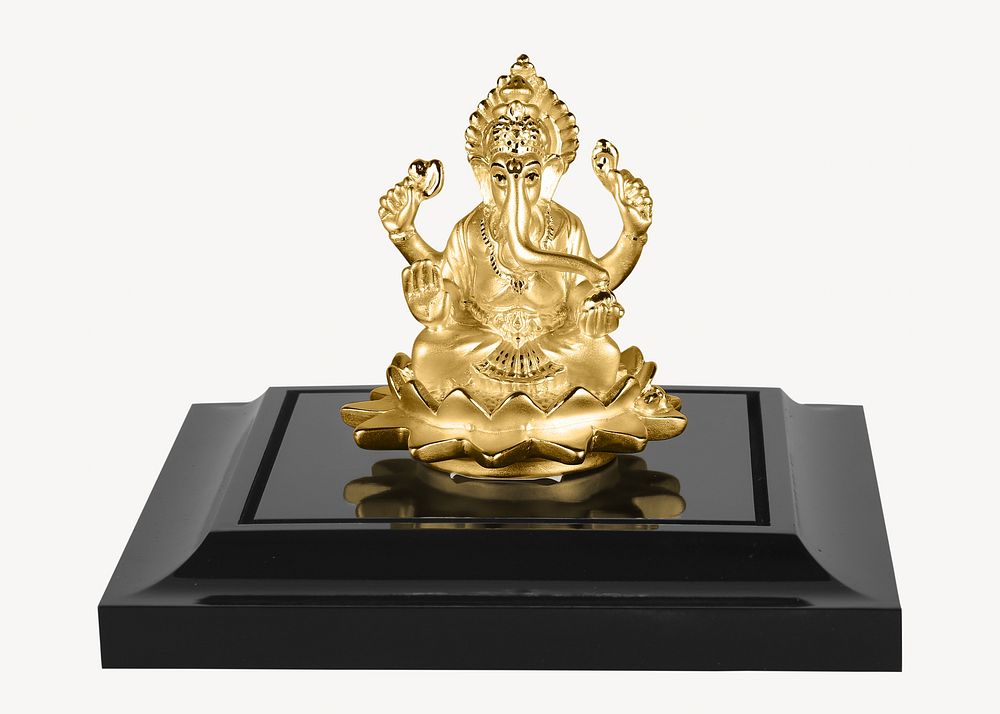 Gold Ganesha statue black base